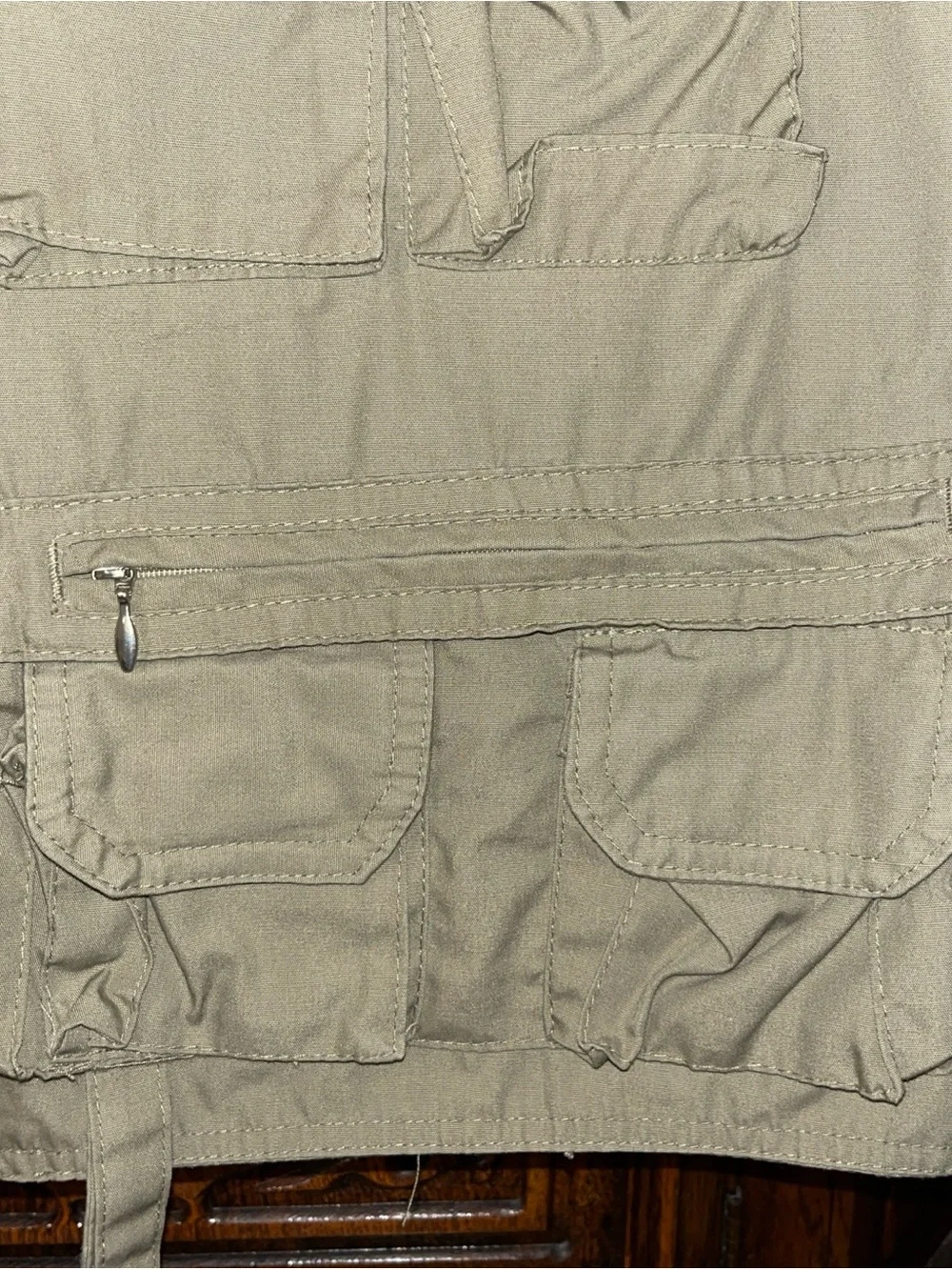 Garcia Men's khaki vintage fishing Utility Vest with Multiple Pockets